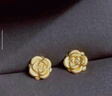 周六福玫瑰花3D硬金黃金耳釘女足金定價(jià)AD090254 一對(duì) 約1.24g七夕禮物 曬單實(shí)拍圖