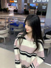 VEOX毛衣女針織衫女2025新款秋冬軟糯條紋套頭甜美學(xué)院風(fēng)百搭長(cháng)袖上衣 粉色毛衣 M 80-100 曬單實(shí)拍圖