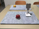 詠幻新款加厚餐墊 圓桌扇形防水防滑隔熱餐盤(pán)墊輕奢酒店餐廳餐桌墊 霧藍色 小號扇形 曬單實(shí)拍圖