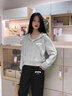 真維斯（JEANSWEST）休閑衛(wèi)衣闊腿褲女兩件套運動套裝女秋季2025新款小個子搭配一整套 衛(wèi)衣 麻灰 咪白_K+長褲 黑色 咪白_K 2XL 曬單實拍圖