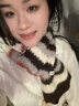 BIBK日本條紋圍巾女秋冬撞色加厚保暖百搭軟糯毛線針織護(hù)頸圍脖學(xué)生 米咖色 曬單實(shí)拍圖