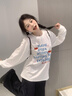 純棉白色長(cháng)袖t恤女新款寬松大碼內搭打底衫設計感小眾秋季上衣服 白色 M 曬單實(shí)拍圖