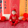 迪士尼（Disney）嬰兒連體衣秋冬款加絨滿(mǎn)月服嬰幼兒秋裝抓周禮服周歲寶寶喜慶衣服 紅色 福氣滿(mǎn)滿(mǎn) 59cm 曬單實(shí)拍圖
