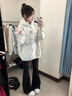 魯雅爾早秋季日系可愛卡通連帽衛(wèi)衣女慵懶風(fēng)寬松顯瘦小個(gè)子長袖上衣外套 白灰色 常規(guī)款 L 曬單實(shí)拍圖