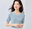 佐丹奴淡人穿搭女夏針織衫女純棉小V領(lǐng)修身短袖上衣13355201 曬單實(shí)拍圖