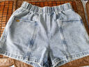 絲柏舍寬松款牛仔褲2026春夏新款女裝松緊高腰水洗闊腿短褲 曬單實(shí)拍圖