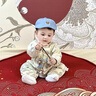 迪士尼（Disney）嬰兒衣服春秋季男孩寶寶中式古風(fēng)春節拜年百天周歲禮服小少爺唐裝 杏色中國結刺繡哈衣 適合22-27度 66cm 曬單實(shí)拍圖