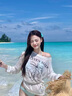 衣品元韓系慵懶風(fēng)長(cháng)袖罩衫t恤女2025秋季新款字母印花露肩上衣寬松設計 白色 M 白色（90-105斤） 曬單實(shí)拍圖