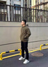 潮與共美式重磅復古羊羔毛外套男冬季連帽套頭羊羔絨棉服男加絨加厚棉襖 綠色 L 適合120-140斤 曬單實(shí)拍圖