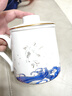 景德鎮家用茶水分離杯男士陶瓷大容量青花玲瓏水杯商務(wù)禮品團購辦公杯 魚(yú)躍龍門(mén)茶漏杯 曬單實(shí)拍圖