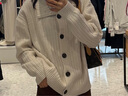三彩【宋軼同款】2025冬季新款休閑立領(lǐng)針織衫長(cháng)袖開(kāi)衫寬松純色顯瘦M 米白色 S 155/80A 曬單實(shí)拍圖