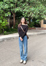 美麗衣櫥（BEAUTIFUL WARDROBE）復古百搭女式牛仔褲秋季高腰寬松顯瘦直筒闊腿褲女休閑長(cháng)褲子女 曬單實(shí)拍圖