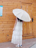 爾山集環(huán)扣全自動(dòng)雨傘晴雨兩用防曬遮陽(yáng)傘女太陽(yáng)傘大號加大加厚加固 乳白色 曬單實(shí)拍圖