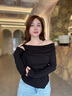 森馬（Semir）長(zhǎng)袖T恤女短款不規(guī)則設(shè)計(jì)感修身顯瘦2025秋蕩領(lǐng)薄款107625101097 曬單實(shí)拍圖