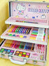 積虎兒童繪畫(huà)套裝160件畫(huà)筆套裝小學(xué)生水彩筆蠟筆女孩生日禮物三麗鷗正版 【凱蒂貓】三層收納豪華繪畫(huà)套裝 曬單實(shí)拍圖