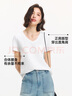 森馬（Semir）短袖t恤女涼感抗菌正肩修身2025夏顯瘦V領(lǐng)白色打底衫109325100002 曬單實(shí)拍圖