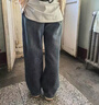 卡兔藍貓（KATULANMAO）女童牛仔褲春秋款2024新款兒童秋裝女孩直筒闊腿褲大童秋季長褲子 深藍色 150 曬單實拍圖
