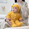 G.duck新生嬰兒連體衣秋季超萌寶寶秋裝毛絨衣服毛茸茸小熊哈衣春秋爬服 黃色#不掉毛# 含帽 66cm #建議11-15斤# 曬單實(shí)拍圖