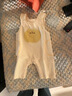 春秋兒童背帶褲寶寶時(shí)髦純棉連體衣男女童卡通外出服嬰兒爬服長(cháng)褲 淺黃色 卡通背帶褲 66cm 曬單實(shí)拍圖