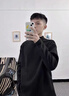 德絨打底衫男春秋冬領(lǐng)港風落肩保暖長袖T恤弧形下擺內(nèi)搭上衣 白色 2XL 135-150斤 曬單實拍圖