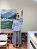 紫涵（ZIHAN）紫涵復古灰色格紋半身裙女2025秋季新款松緊高腰寬松純棉a字傘裙 灰格 M 曬單實(shí)拍圖