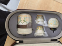 瓷牌茗茶具（cipaiming teaset）旅行茶具套裝戶(hù)外便攜式陶瓷快客杯一壺四杯辦公室功夫茶壺泡茶 白古茗1壺4杯+罐盤(pán)+棕皮包+巾夾 曬單實(shí)拍圖
