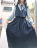 可茵（Keyin）連衣裙女裝2025年春秋新款法式假兩件拼接職業(yè)復古中長(cháng)款裙子女 9905春秋款 M 曬單實(shí)拍圖