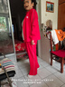 啄木鳥(niǎo)秋天運動(dòng)套裝女2025新款時(shí)尚寬松大碼胖mm顯瘦遮肉休閑衛衣三件套 大紅8576-1 4XL  (建議140-160斤) 曬單實(shí)拍圖