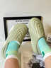 skingcond防水袋與棉拖鞋的男子冬季2025新的防滑厚底運動(dòng)保暖羊毛襯里棉鞋 抹茶綠 36 37 （建議35-36穿） 曬單實(shí)拍圖