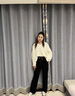 雋裳高檔咖色金絲絨闊腿褲女春秋2025新款高腰垂感女褲寬松休閑直筒褲 黑色小個(gè)子（身高157cm以下） M 95-108斤 曬單實(shí)拍圖
