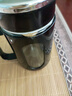辦公室雙層玻璃水杯帶把手塑殼禮品水杯茶水分離花茶杯子 把手杯-黑色 500ml 曬單實(shí)拍圖