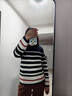 Navigare意大利小帆船圓領(lǐng)條紋毛衣女2025秋季新款寬松舒適針織衫時(shí)尚上衣 海軍藍白 L 曬單實(shí)拍圖