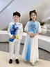 WVD美國品牌服中國風(fēng)小學(xué)生合唱服六一男女童畢業(yè)漢服表演國學(xué)中式服藍白漸變120 CM(CM) 曬單實(shí)拍圖