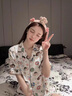 歌百夢(mèng)蠟筆小新睡衣 2025年新款純棉女款夏季短袖三件套可愛(ài)家居服可外 三件套*（短袖短褲加長(zhǎng)褲） 2XL 女(建議140-160斤) 曬單實(shí)拍圖