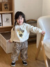 mlgt kids童裝女童套裝洋氣兒童衛(wèi)衣兩件套寶寶運(yùn)動(dòng)服春秋休閑衣服 豹紋款-米白色 90 曬單實(shí)拍圖