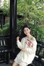 美式斜肩長(cháng)袖t恤衛衣女早秋季2025新款寬松慵懶風(fēng)設計感春秋上衣 杏色 M 曬單實(shí)拍圖