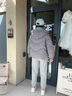 鴨鴨（YAYA）泡芙羽絨服女2025新品秋冬短款韓版時(shí)尚連帽加厚保暖小個(gè)子外套 灰色 M 曬單實(shí)拍圖