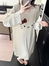另約睡裙女春秋季2025新款棉綢長(cháng)袖可愛(ài)HelloKitty卡通睡衣夏天家居服 A88702 蝴蝶結貓咪 L 曬單實(shí)拍圖