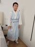 安妮優(yōu)兒男童漢服國學(xué)服兒童演出少爺服夏季中國風(fēng)男孩唐裝夏款 藍(lán)色  150 曬單實拍圖