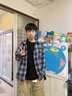 潮梵圖日系格子襯衫男春秋季套裝青少年學(xué)生襯衣外套寬松帥氣穿搭三件套 藍格襯衫 XL 不會(huì )選碼數聯(lián)系客服 曬單實(shí)拍圖