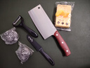 全套廚房家用菜刀菜板二合一組合宿舍砧板切菜肉片刀具套裝不銹鋼 3件【菜刀+水果刀+瓜刨】 曬單實(shí)拍圖