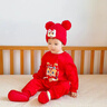迪士尼（Disney）嬰兒連體衣夏季滿月一百天周歲寶寶衣服男孩紅色百日宴棉女套裝 長(zhǎng)袖套頭大紅金龍 不含帽子 90cm (22-26斤內(nèi)) 曬單實(shí)拍圖