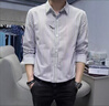 JASONWOOD高端品牌男裝條紋長(cháng)袖襯衫男春秋季無(wú)痕商務(wù)休閑修身男士襯衣上衣 高檔白色刺繡【現貨速達】 XL 【適合125-140斤】 曬單實(shí)拍圖