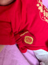貝瑞加（Babyprints）新生兒連體衣嬰兒短袖包屁衣純棉紅色滿月服薄款三角爬服 福滿59 曬單實(shí)拍圖