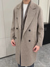 FENTENGG輕奢品牌羊毛呢子大衣男假兩件中長(cháng)款秋冬季韓版雙面呢外套 淺卡其 XL 146斤-160斤 曬單實(shí)拍圖