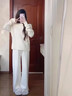 浪莎休閑褲女2025年秋冬新款小個(gè)子加絨闊腿褲韓版顯瘦顯高歐綿絨褲子 曬單實(shí)拍圖