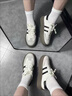 啄木鳥厚底網(wǎng)面德訓(xùn)鞋女2025春夏新款真牛皮軟底小白鞋休閑透氣運動板鞋 LJF-6001米白色(單里) 36 (230mm)鞋子偏小，拍大一碼 曬單實拍圖