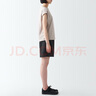 無(wú)印良品（MUJI）女式 水洗 平紋 短褲女夏 褲子 休閑短褲 多巴胺純棉全棉BEC27A3S 黑色 M 160/66A 曬單實(shí)拍圖