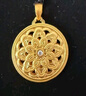 夢(mèng)金園七夕情人節禮物  時(shí)尚飾品吊墜 古法寶相花開(kāi)鏤空鑲嵌莫桑石掛墜 大板-凈金重約12.5g克重多退少補 曬單實(shí)拍圖