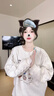 LDBE韓系慵懶風(fēng)刺繡圓領(lǐng)衛(wèi)衣女秋季寬松設(shè)計感蕾絲花邊灰色無帽上衣潮 灰色 L 【110-130斤】 曬單實拍圖
